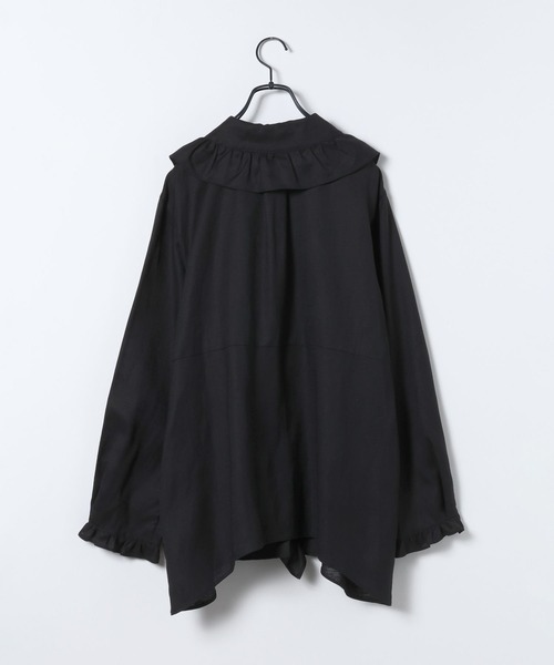 JEANASIS（ジーナシス）の「フリルチュニック/645460（チュニック・レディース・ブラック/ホワイト/ホワイト系その他・FREE）」の5枚目の写真