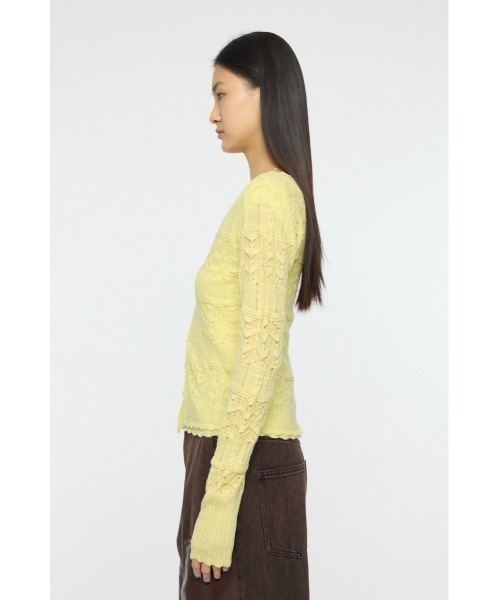 MOUSSY（マウジー）の「【26年SS新作】MIXED EYELET アンサンブル（アンサンブル・レディース・杢グレー/ホワイト/ライトイエロー/ネイビー・FREE）」の9枚目の写真