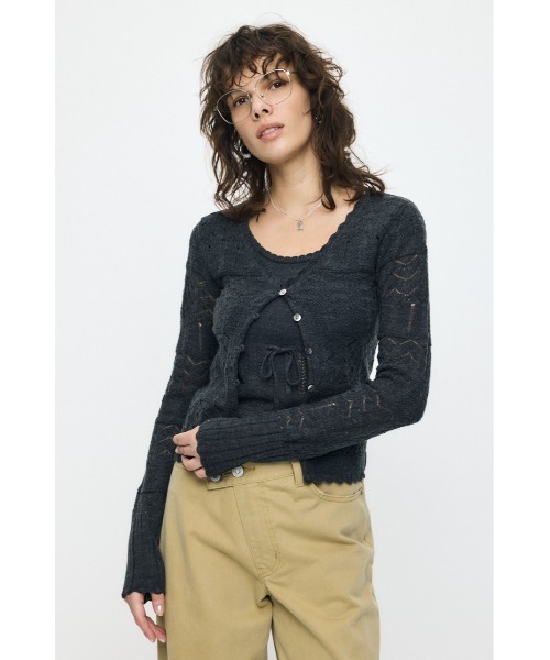 MOUSSY（マウジー）の「【26年SS新作】MIXED EYELET アンサンブル（アンサンブル・レディース・杢グレー/ホワイト/ライトイエロー/ネイビー・FREE）」の17枚目の写真