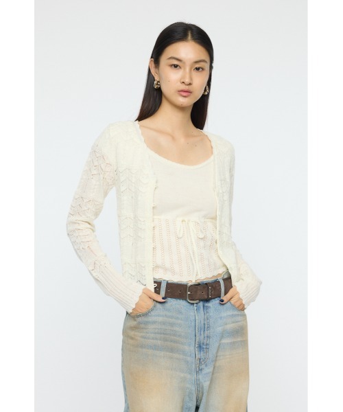 MOUSSY（マウジー）の「【26年SS新作】MIXED EYELET アンサンブル（アンサンブル・レディース・杢グレー/ホワイト/ライトイエロー/ネイビー・FREE）」の21枚目の写真