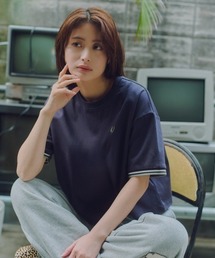 [FRED PERRY/フレッドペリー] 別注 ツインティップライン ワンポイントロゴ刺繍 ショートポンチTシャツ