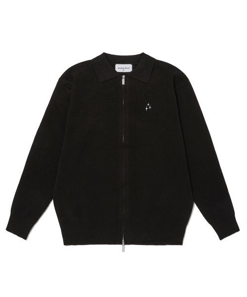 NEB collar knit zipup (black)