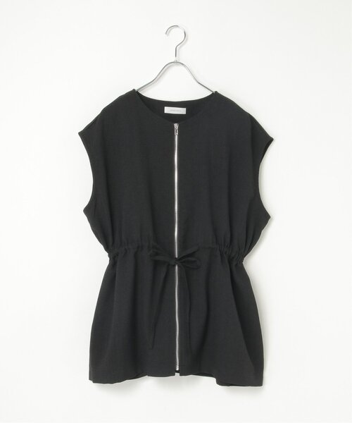 notch.(ノッチ)の「ツイードライクジップベスト(ダウンベスト・レディース・ベージュ/ブラック・M)」の1枚目の写真