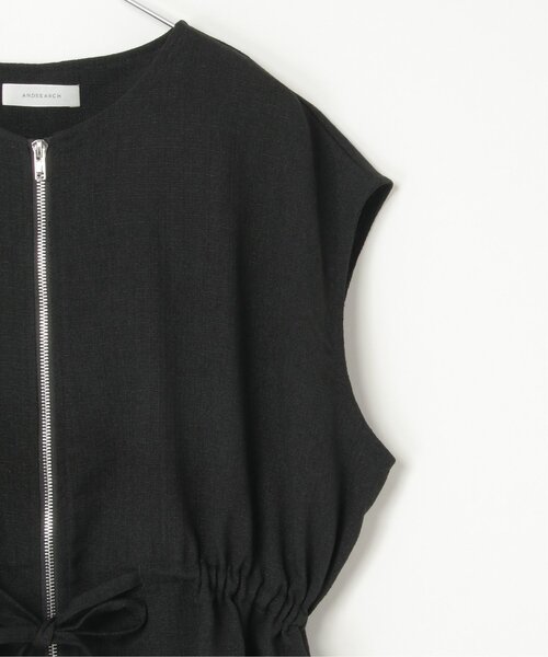 notch.(ノッチ)の「ツイードライクジップベスト(ダウンベスト・レディース・ベージュ/ブラック・M)」の5枚目の写真