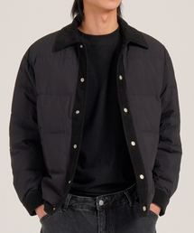 BUTTON SEOUL（ボタンソウル）の「[ダックダウン80/20] セミクロップコーデュロイカラー パディッドクラシックジャケット (ブラック)（その他アウター）」