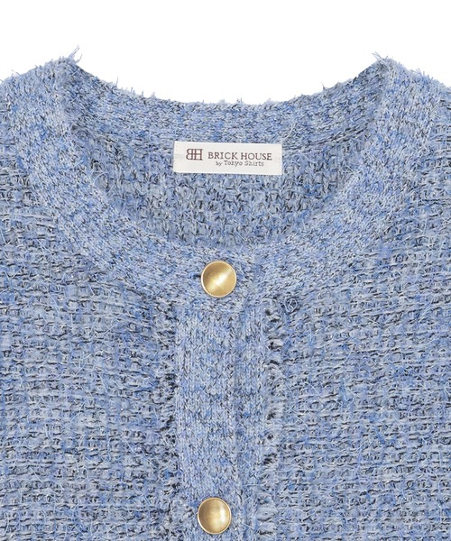 TOKYO SHIRTS（トウキョウシャツ）の「ファンシーツイード風 ニットジャケット（ニット/セーター・レディース・グレー/サックスブルー・M/L）」の10枚目の写真