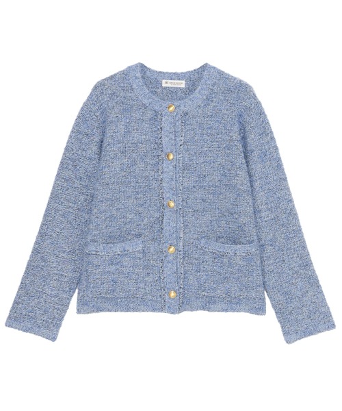 TOKYO SHIRTS（トウキョウシャツ）の「ファンシーツイード風 ニットジャケット（ニット/セーター・レディース・グレー/サックスブルー・M/L）」の8枚目の写真