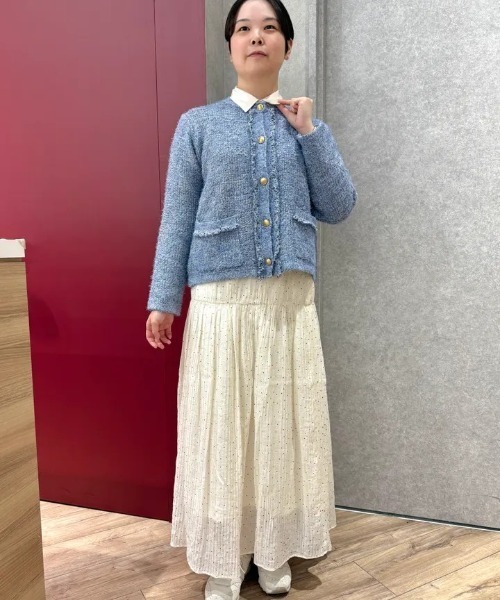 TOKYO SHIRTS（トウキョウシャツ）の「ファンシーツイード風 ニットジャケット（ニット/セーター・レディース・グレー/サックスブルー・M/L）」の14枚目の写真