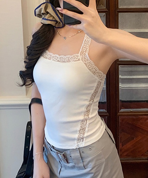 Lace Ladies（レースレディース）の「ソリッドカラー 配レース カップ付き ホルター キャミソール（キャミソール・レディース・ホワイト/グレー/ブラック・FREE）」の11枚目の写真