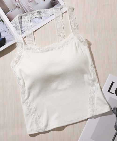 Lace Ladies（レースレディース）の「ソリッドカラー 配レース カップ付き ホルター キャミソール（キャミソール・レディース・ホワイト/グレー/ブラック・FREE）」の19枚目の写真