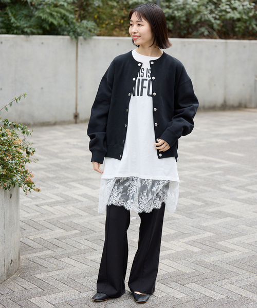 SLOBE IENA（スローブイエナ）の「《追加》ダブルフェイスジャージースナップカーディガン（カーディガン/ボレロ・レディース・ブラック/ブルー系その他/ベージュ系その他/サックスブルー・FREE）」の5枚目の写真