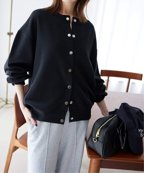 SLOBE IENA（スローブイエナ）の「《追加》ダブルフェイスジャージースナップカーディガン（カーディガン/ボレロ・レディース・ブラック/ブルー系その他/ベージュ系その他/サックスブルー・FREE）」の12枚目の写真