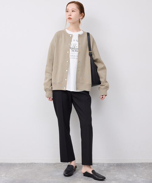 SLOBE IENA(スローブイエナ)の「《追加》ダブルフェイスジャージースナップカーディガン(カーディガン/ボレロ・レディース・ブラック/ブルー系その他/ベージュ系その他/サックスブルー・FREE)」の6枚目の写真