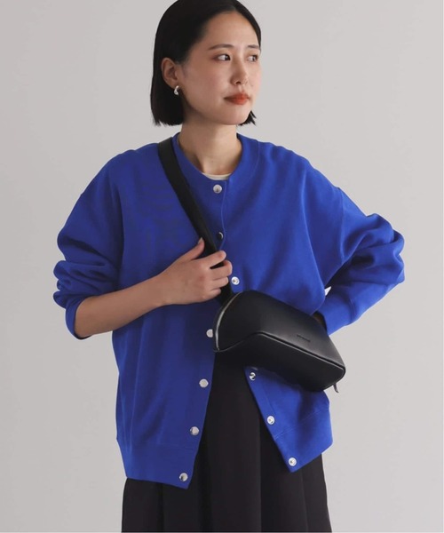 SLOBE IENA（スローブイエナ）の「《追加》ダブルフェイスジャージースナップカーディガン（カーディガン/ボレロ・レディース・ブラック/ブルー系その他/ベージュ系その他/サックスブルー・FREE）」の4枚目の写真