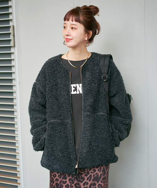 B.C STOCK(ベーセーストック)の「《追加2》《S/Mサイズ展開》ボアパイピングブルゾン2(ブルゾン・レディース・ブラック/アイボリー・SMALL/MEDIUM)」の7枚目の写真