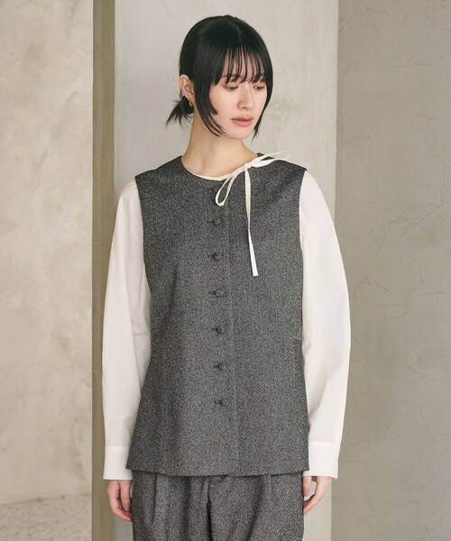 BEAUTY&YOUTH UNITED ARROWS（ビューティーアンドユースユナイテッドアローズ）の「ツイードライク バックペプラム ベスト（ベスト・レディース・その他1/ブラック・FREE）」の8枚目の写真