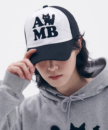 ambler（エムブラー）の「AMBキャット刺繍ボールキャップAH601（ブラック）（キャップ）」