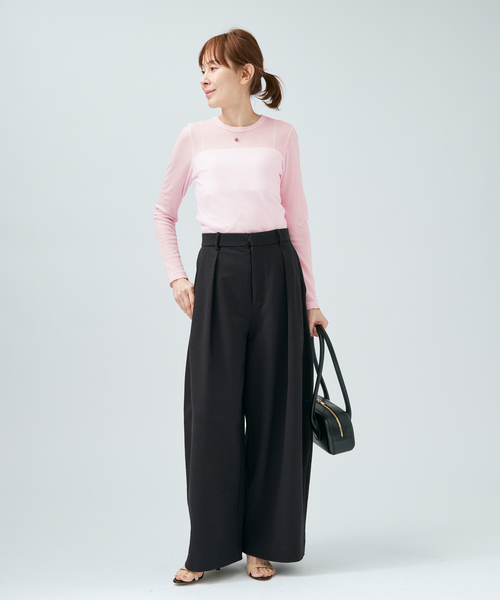 VERMEIL par iena(ヴェルメイユパーイエナ)の「シアーフライス クルーネックロングスリーブプルオーバー(Tシャツ/カットソー・レディース・ブラック/ピンク系その他/ホワイト・FREE)」の19枚目の写真