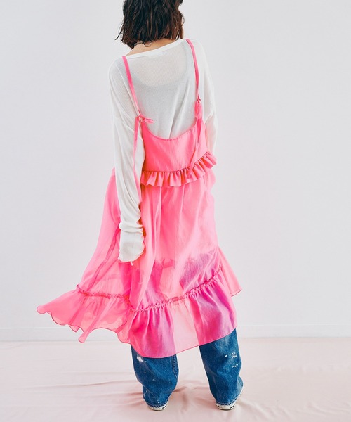 RNA(アールエヌエー)の「D1688 シアーティアードキャミワンピース(ワンピース・レディース・ライトベージュ/ピンク・MEDIUM)」の14枚目の写真