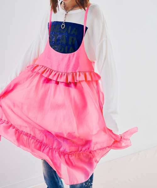 RNA(アールエヌエー)の「D1688 シアーティアードキャミワンピース(ワンピース・レディース・ライトベージュ/ピンク・MEDIUM)」の13枚目の写真