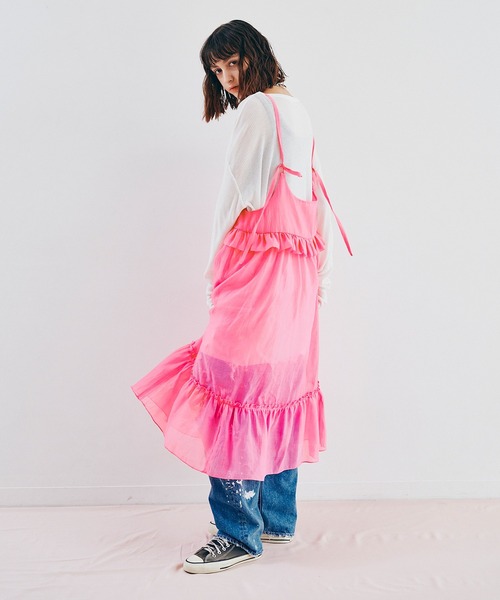 RNA(アールエヌエー)の「D1688 シアーティアードキャミワンピース(ワンピース・レディース・ライトベージュ/ピンク・MEDIUM)」の11枚目の写真