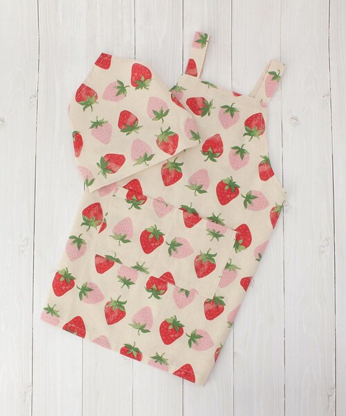 ワンズテラスオリジナル】イチゴパーティ キッズエプロン（その他