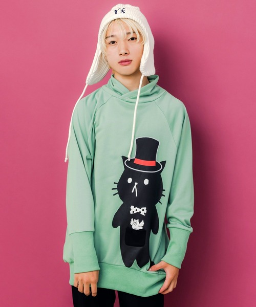 ScoLar Parity（スカラーパリティ）の「353136：ネコ裏毛フード付きチュニック（パーカー・レディース・グリーン・M）」の2枚目の写真