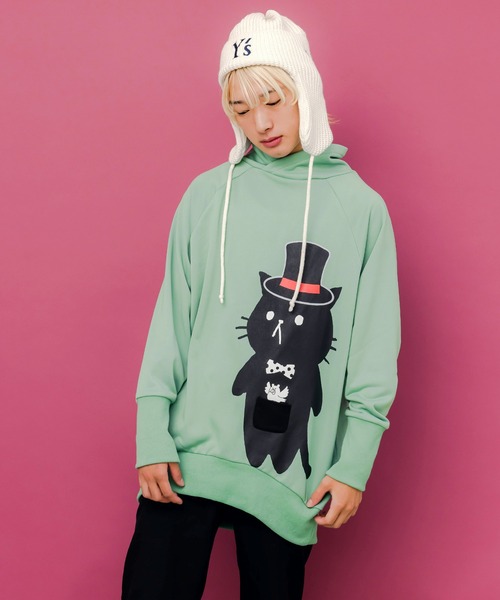 ScoLar Parity（スカラーパリティ）の「353136：ネコ裏毛フード付きチュニック（パーカー・レディース・グリーン・M）」の4枚目の写真