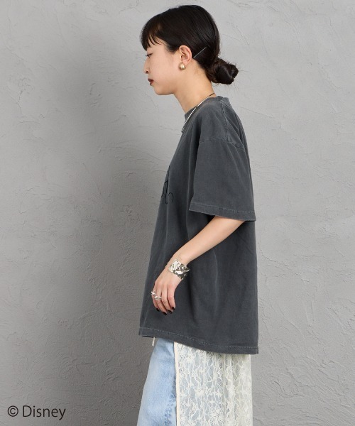GOOD ROCK SPEED（グッドロックスピード）の「[GOOD ROCK SPEED/グッドロックスピード] 別注 MICKEY MOUSE / フロッキープリントTシャツ / ディズニー（Tシャツ/カットソー・レディース・チャコールグレー・M/L/XL）」の6枚目の写真