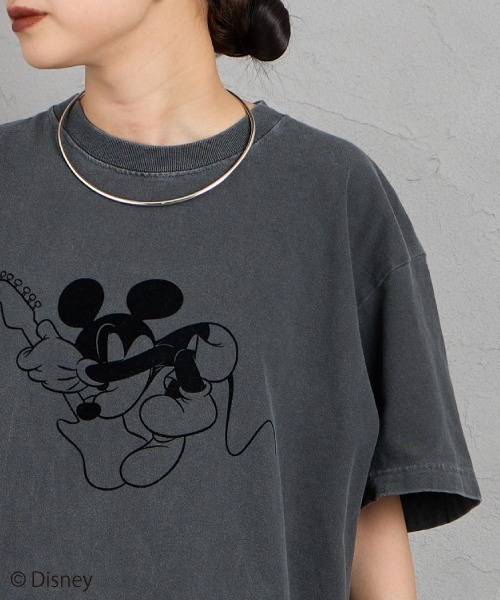 GOOD ROCK SPEED（グッドロックスピード）の「[GOOD ROCK SPEED/グッドロックスピード] 別注 MICKEY MOUSE / フロッキープリントTシャツ / ディズニー（Tシャツ/カットソー・レディース・チャコールグレー・M/L/XL）」の13枚目の写真