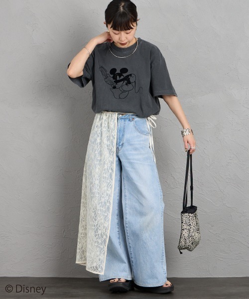 GOOD ROCK SPEED（グッドロックスピード）の「[GOOD ROCK SPEED/グッドロックスピード] 別注 MICKEY MOUSE / フロッキープリントTシャツ / ディズニー（Tシャツ/カットソー・レディース・チャコールグレー・M/L/XL）」の11枚目の写真