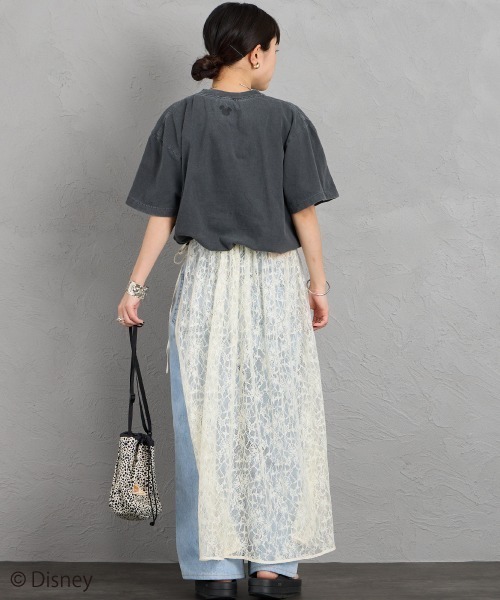 GOOD ROCK SPEED（グッドロックスピード）の「[GOOD ROCK SPEED/グッドロックスピード] 別注 MICKEY MOUSE / フロッキープリントTシャツ / ディズニー（Tシャツ/カットソー・レディース・チャコールグレー・M/L/XL）」の12枚目の写真