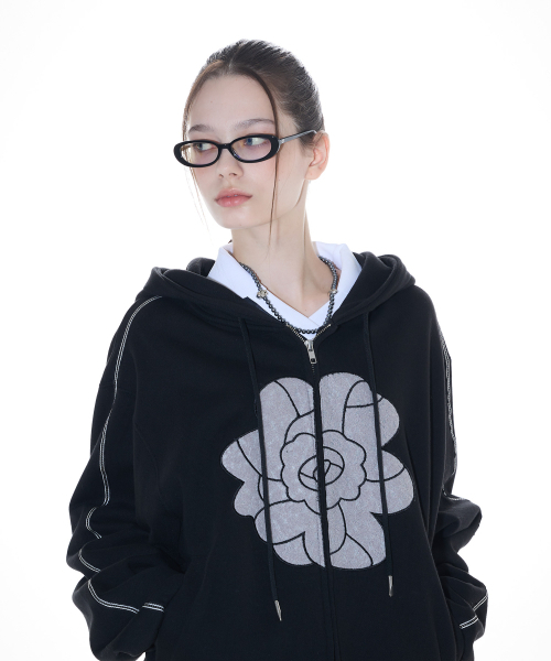LARTIGENT(ラーティゼン)の「L14 ROSE HOOD ZIP-UP(BLACK)(パーカー・レディース・その他・FREE)」の3枚目の写真