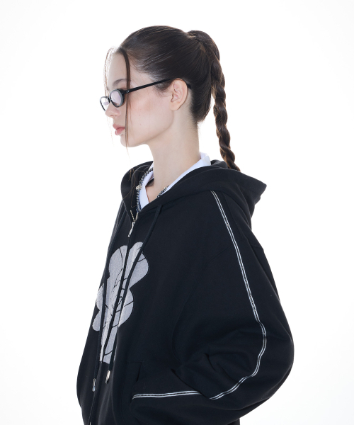 LARTIGENT(ラーティゼン)の「L14 ROSE HOOD ZIP-UP(BLACK)(パーカー・レディース・その他・FREE)」の4枚目の写真