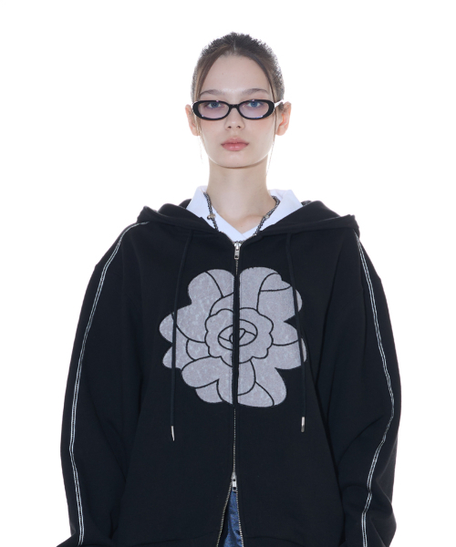 LARTIGENT(ラーティゼン)の「L14 ROSE HOOD ZIP-UP(BLACK)(パーカー・レディース・その他・FREE)」の5枚目の写真