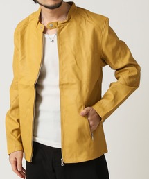 メンズのライダースジャケット（イエロー/黄色系・無地）ファッション