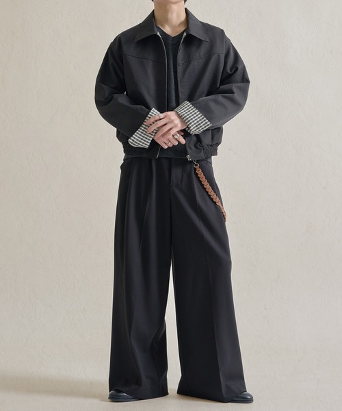 epnok（エプノック）の「ボンディングチェックショートZIPブルゾン（ブルゾン・メンズ・ネイビー/ブラック・SMALL/MEDIUM/LARGE）」の8枚目の写真