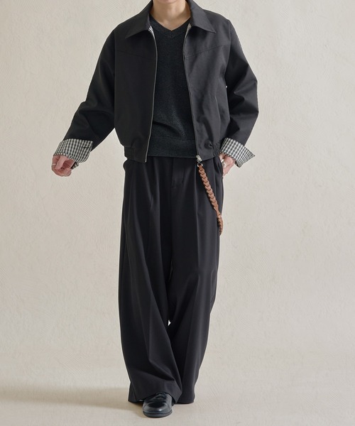 epnok（エプノック）の「ボンディングチェックショートZIPブルゾン（ブルゾン・メンズ・ネイビー/ブラック・SMALL/MEDIUM/LARGE）」の9枚目の写真