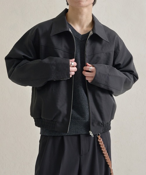 epnok（エプノック）の「ボンディングチェックショートZIPブルゾン（ブルゾン・メンズ・ネイビー/ブラック・SMALL/MEDIUM/LARGE）」の3枚目の写真