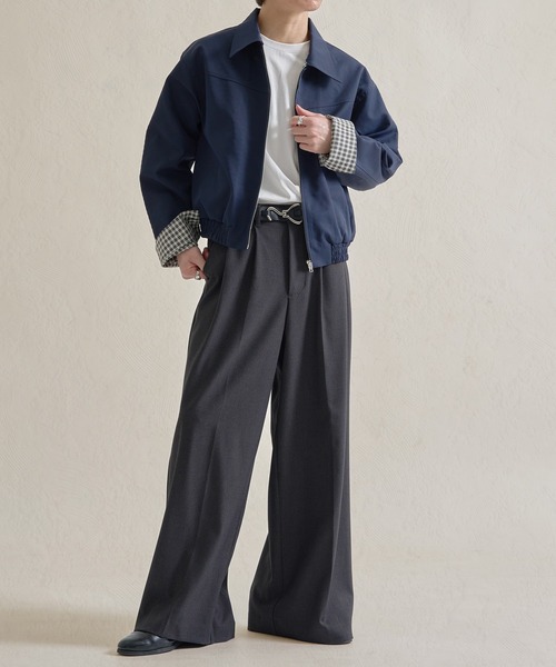 epnok（エプノック）の「ボンディングチェックショートZIPブルゾン（ブルゾン・メンズ・ネイビー/ブラック・SMALL/MEDIUM/LARGE）」の21枚目の写真