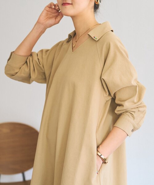 BEARDSLEY（ビアズリー）の「メキシカンビーズワンピース（ワンピース・レディース・ベージュ/ネイビー・FREE）」の4枚目の写真