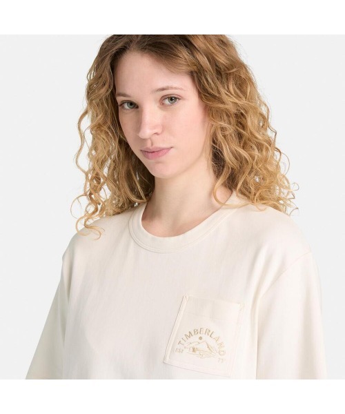 Timberland（ティンバーランド）の「ティンバーフレッシュ ユーティリティ 半袖 ポケット Tシャツ レディース（Tシャツ/カットソー・レディース・ライトホワイト・LARGE/MEDIUM/SMALL）」の3枚目の写真