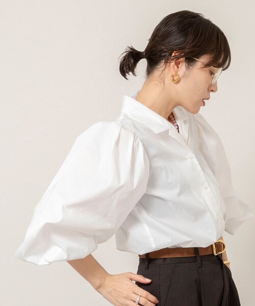 MAQWEL（マクウェル）の「【MAQWEL/マクウェル】ボリュームスリーブ開襟シャツ（シャツ/ブラウス・レディース・ブラック/オフホワイト・FREE）」の8枚目の写真
