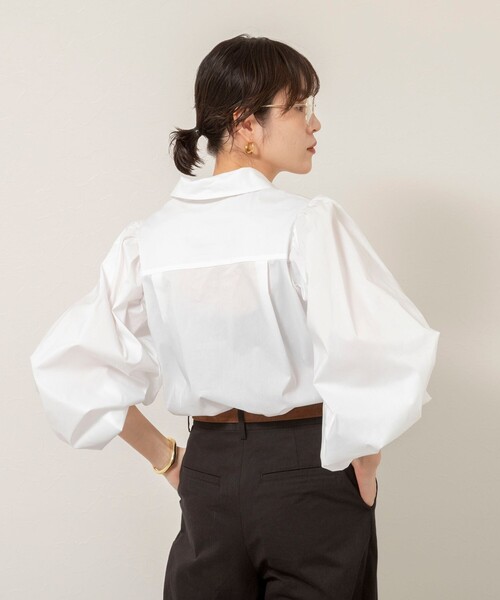 MAQWEL（マクウェル）の「【MAQWEL/マクウェル】ボリュームスリーブ開襟シャツ（シャツ/ブラウス・レディース・ブラック/オフホワイト・FREE）」の9枚目の写真