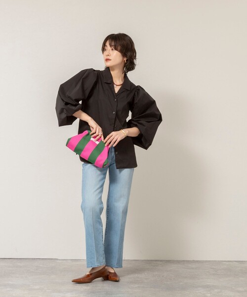 MAQWEL（マクウェル）の「【MAQWEL/マクウェル】ボリュームスリーブ開襟シャツ（シャツ/ブラウス・レディース・ブラック/オフホワイト・FREE）」の14枚目の写真