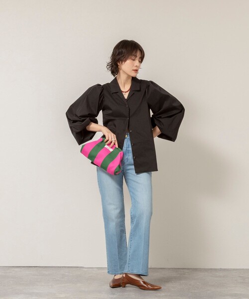 MAQWEL（マクウェル）の「【MAQWEL/マクウェル】ボリュームスリーブ開襟シャツ（シャツ/ブラウス・レディース・ブラック/オフホワイト・FREE）」の15枚目の写真