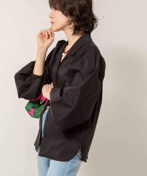 MAQWEL（マクウェル）の「【MAQWEL/マクウェル】ボリュームスリーブ開襟シャツ（シャツ/ブラウス・レディース・ブラック/オフホワイト・FREE）」の21枚目の写真