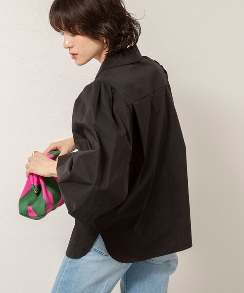 MAQWEL（マクウェル）の「【MAQWEL/マクウェル】ボリュームスリーブ開襟シャツ（シャツ/ブラウス・レディース・ブラック/オフホワイト・FREE）」の22枚目の写真