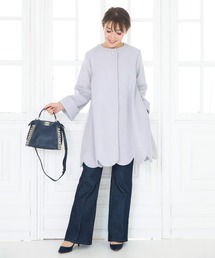 Liala×PG（リアラバイピージー）の「スカラップ フレア 9分袖 コート Liala×PG（ノーカラーコート）」