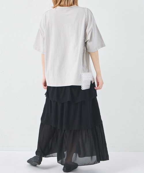 pairmanon(ペアマノン)の「【綿100%】【リンクコーデ】【ママサイズ】ロゴプリント ルーズ半袖Tシャツ(Tシャツ/カットソー・レディース・ブルー/ピンク系その他/グレイッシュベージュ・FREE)」の7枚目の写真